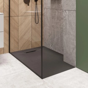 Invena Brodzik Alvero struktura kamienia czarny 120x90x2,6 cm