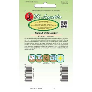 Opakowanie nasion rącznika pospolitego (Ricinus communis). Wysiew od marca do kwietnia.