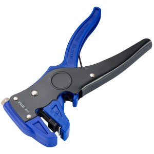 LUX Classic szczypce do zdejmowania izolacji, 170 mm, niebiesko-czarne, ze śrubą regulacyjną i funkcją cięcia.