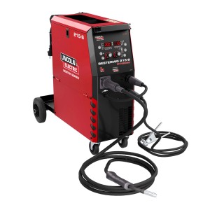 Czerwony spawarka Lincoln Electric BESTERMIG 215-S z akcesoriami.