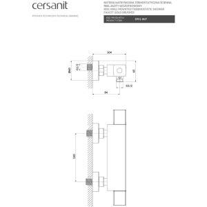 Cersanit Bateria wannowa termostatyczna Reel złoto szczotkowane
