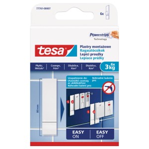 Tesa Powerstrips plastry montażowe, 6 sztuk, do płytek i metalu.