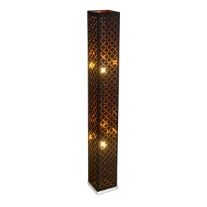 Czarno-złota lampa podłogowa Globo Clarke, 2-punktowa, wysokość 118 cm.