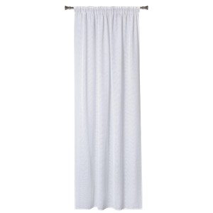 Biała, przezroczysta zasłona z taśmą marszczącą do dekoracji okien.