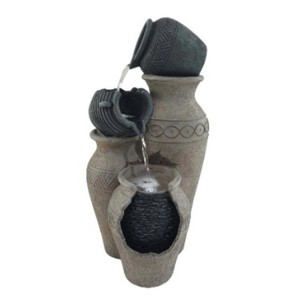 Dekoracyjna kaskada fontannowa do ogrodu o wyglądzie terakoty z elementami wodnymi.