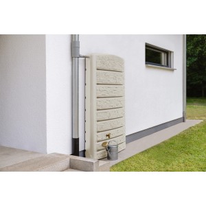 4rain Zbiornik ścienny Extra Slim Stone Decor, 400 l, piaskowy beż, z kranem i konewką.