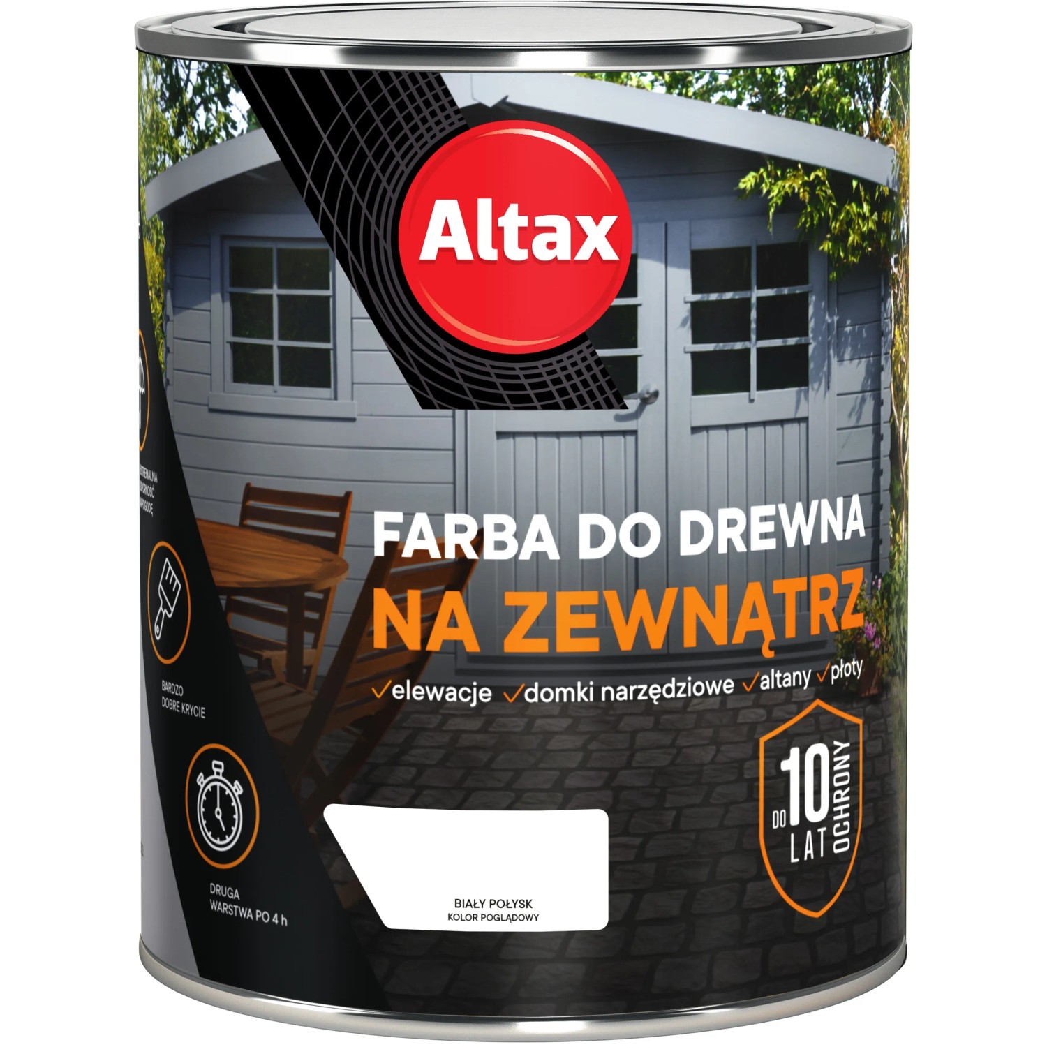 Altax Farba do drewna zewnętrzna biały połysk 750 ml
