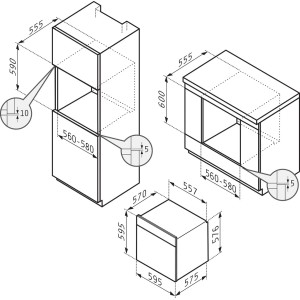 Pyramis Piekarnik do zabudowy PO78031008PBL czarny 59,5 cm