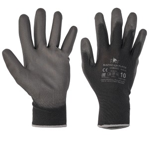 Czarne rękawice robocze t.b.t. dla optymalnej ochrony i komfortu podczas pracy.