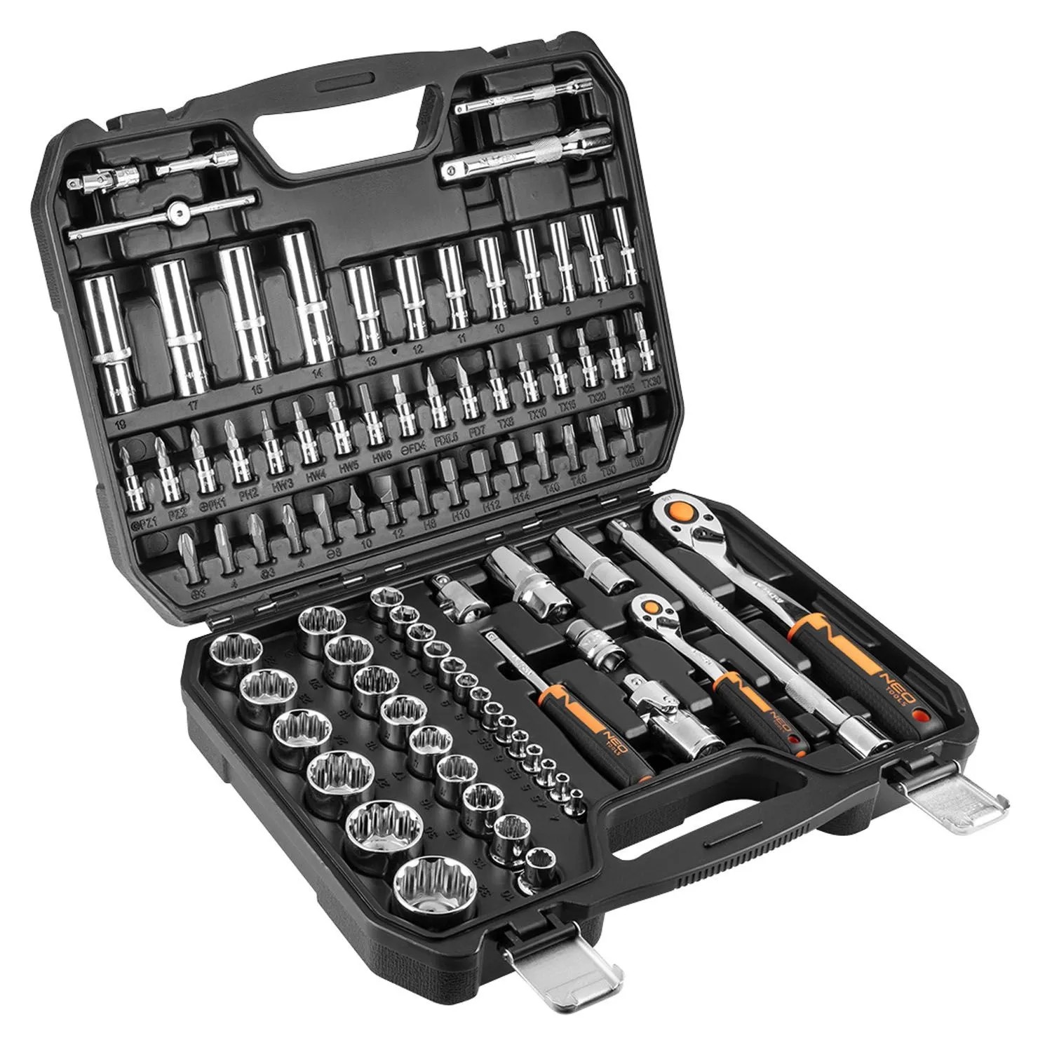 Neo Tools Zestaw kluczy nasadowych 1/2", 1/4" - 86 szt.