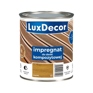 Lakierobejca do drewna LuxDecor do desek kompozytowych, brązowa, puszka 0,75l.