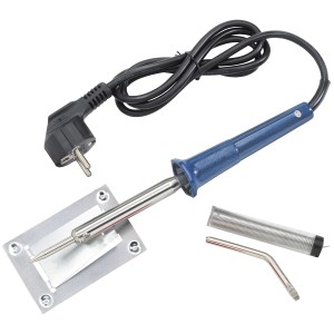 Zestaw lutownicy LUX 60 W ze stojakiem i akcesoriami do instalacji elektrycznych i precyzyjnego lutowania.