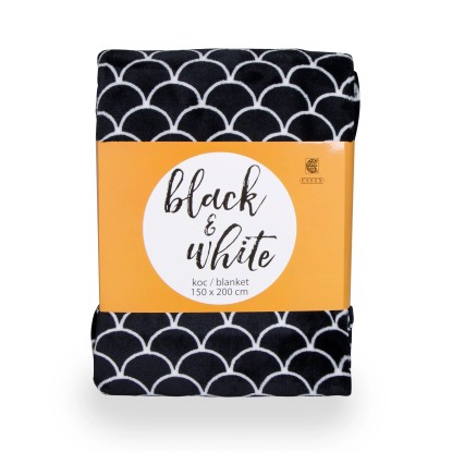 Koc BLACK&WHITE czarny 150 cm x 200 cm