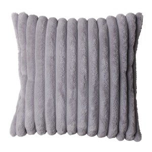 Szara poduszka t.b.t. z prążkowaną teksturą do salonu i sypialni.