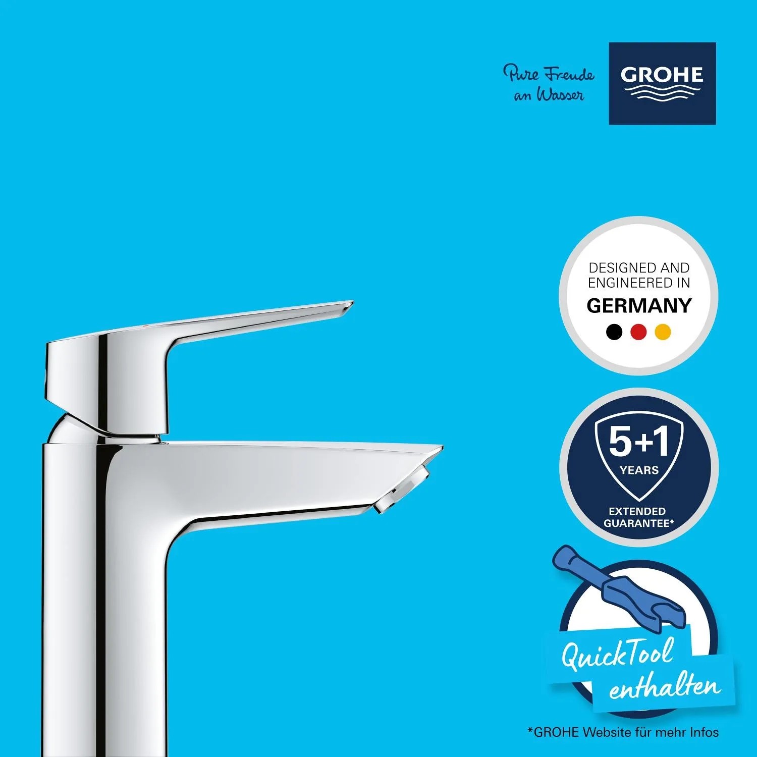 Bateria umywalkowa Grohe QuickFix Start S-Size z zestawem odpływowym, chrom.