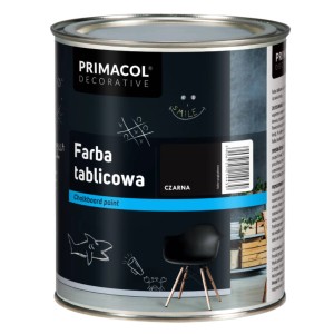 Puszka czarnej farby tablicowej Primacol Decorative. Idealna do kreatywnego projektowania ścian.