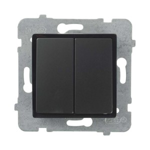 Czarny podwójny włącznik t.b.t. do światła i prądu, kategoria: Włączniki i przyciski.