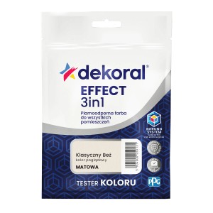 Tester koloru "Klasyczny Beż" Dekoral Effect 3w1, matowa farba do ścian.
