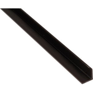 Czarny kątownik równoramienny z tworzywa sztucznego, 10x10x2000 mm.