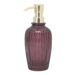 t.b.t. Dozownik do mydła z fioletowego szkła ze złotą pompką do łazienki.