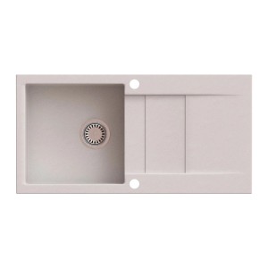 Zlewozmywak granitowy t.b.t., jasnoszary, z ociekaczem i komorą.