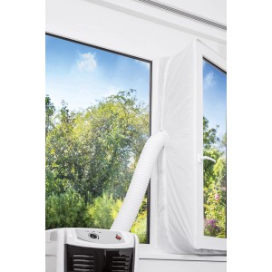 Klimatyzator z uszczelką okienną do klimatyzatorów przenośnych.