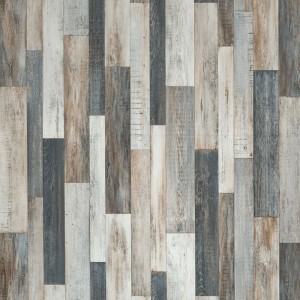 Wykładzina PCV t.b.t. imitująca drewno w różnych odcieniach.