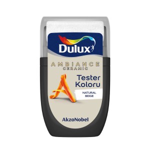 Dulux Ambiance Ceramic tester koloru Natural Beige do farb ściennych.