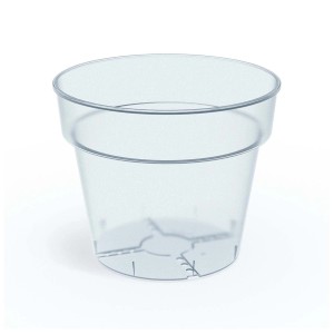 Przezroczysta plastikowa doniczka t.b.t. Osłonki.