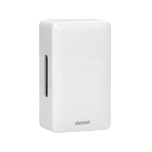 Biały dzwonek do drzwi ORNO, prostokątny i nowoczesny.