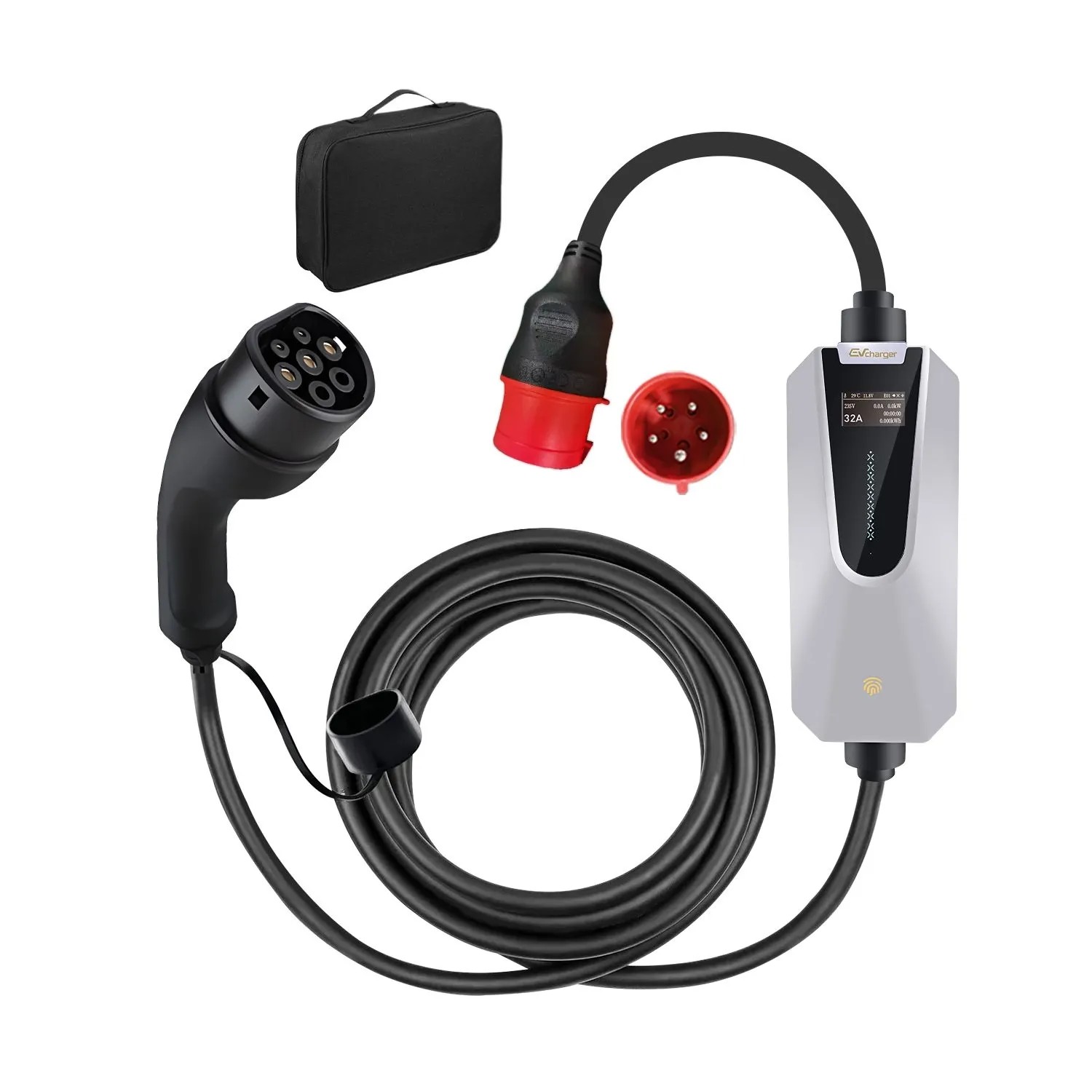 Junsun Ładowarka EV 22 kW 6 m Kabel Inteligentna Aplikacja Typ 2 3-fazowy 6-32A