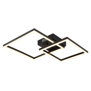 Nowoczesna lampa sufitowa LED Plafony z dwoma kwadratami w kolorze czarnym.