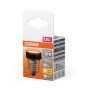 Płaska żarówka LED Osram E27, 3,5W, ultra kompaktowa konstrukcja w opakowaniu produktu.