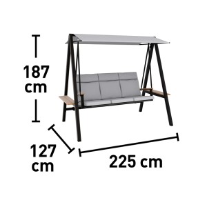 Huśtawka ogrodowa SUMMERDALE szara 3-osobowa