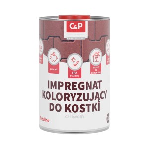 Puszka czerwonego impregnatu do kostki brukowej C&P.