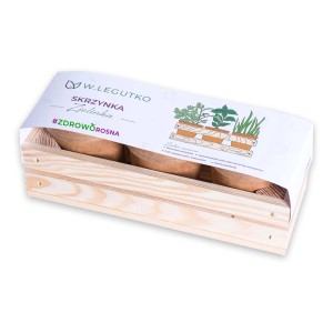 t.b.t. Zestaw nasion ziół w drewnianej skrzynce do ogrodu.