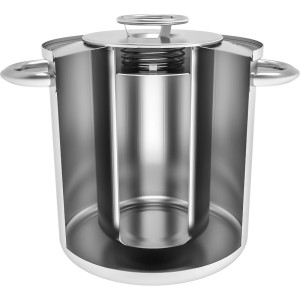 Przekrój garnka ze stali nierdzewnej do winiarstwa i przetwórstwa.