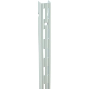 Biała metalowa szyna ścienna, 2-rzędowa, 200 cm, do elastycznego projektowania półek.