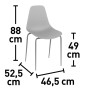 Szare krzesło ogrodowe t.b.t. z wymiarami: wysokość 88 cm, głębokość 49 cm.