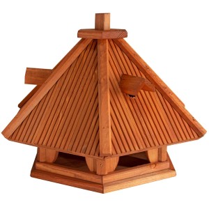 Drewniany karmnik dla ptaków w stylu pagody do ogrodu.