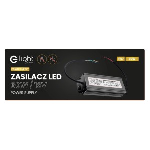 Transformator LED 60W/12V do taśm LED, IP67, do użytku wewnątrz i na zewnątrz.