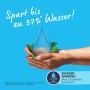 Bateria umywalkowa Grohe: Dłonie trzymają kroplę wody, która oszczędza do 37% wody.