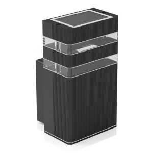 Nowoczesny czarny kinkiet zewnętrzny t.b.t. do stylowego oświetlenia w ogrodzie lub na tarasie.