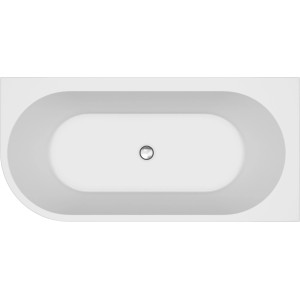 Widok z góry: Biała wanna wolnostojąca z zaokrąglonym rogiem.
