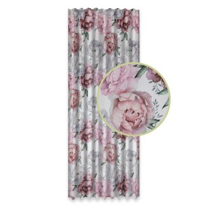 Dekoracyjna zasłona we wzory kwiatowe do salonu.