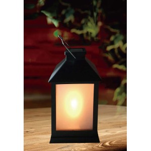 Czarny lampion solarny z ciepłym białym światłem do ogrodu i na patio.