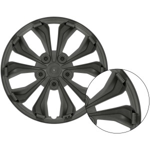 Cartrend Daytona kołpaki, 15 cali, czarno-srebrne, 4 sztuki do wyposażenia zewnętrznego.