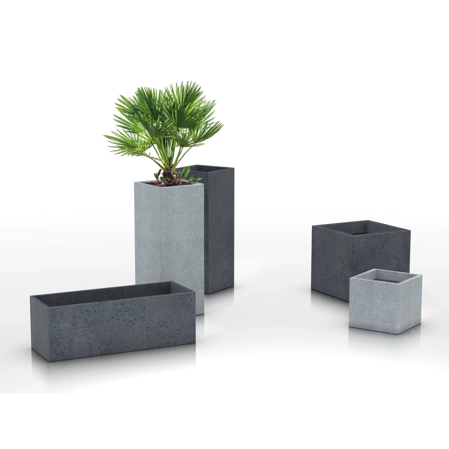Donice Scheurich C-Cube High w kolorze Stony Black, różne rozmiary.