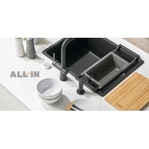 t.b.t. zlewozmywak granitowy z ociekaczem, baterią i deską do krojenia.