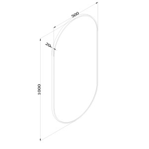 Rysunek techniczny lustra t.b.t. z wymiarami.
